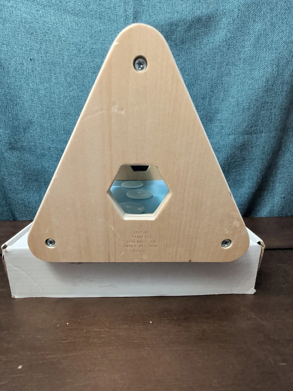 Fisher Price Wooden Busy Box Triangle | Infant Sensory Toy | Animals & Gears